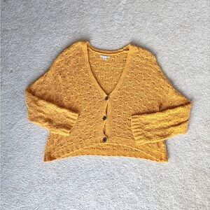 American Eagle Golden Yellow Button Up Cardigan Sweater